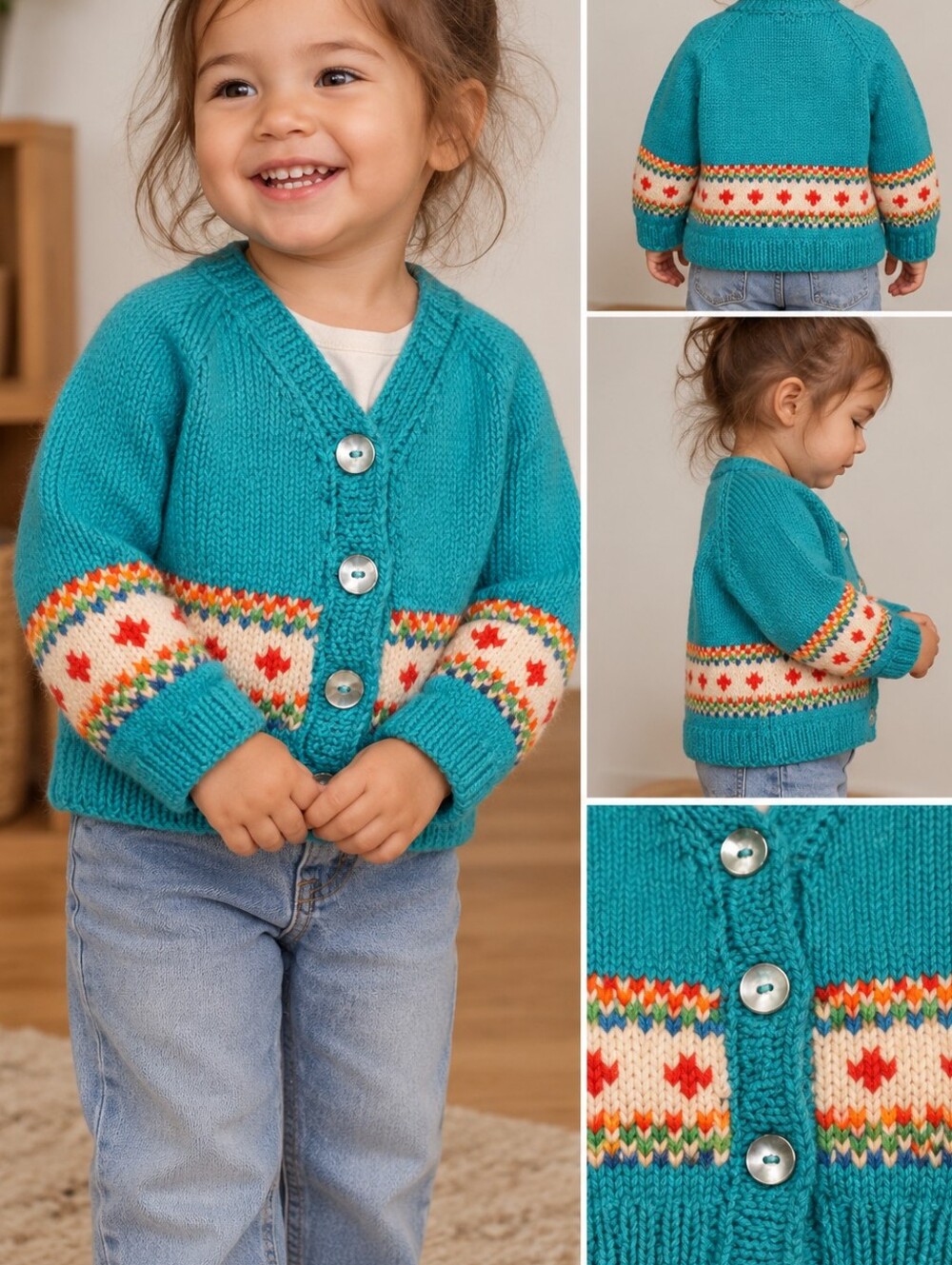 Vintage Handmade Toddler Fair Isle Cardigan – Size 2T